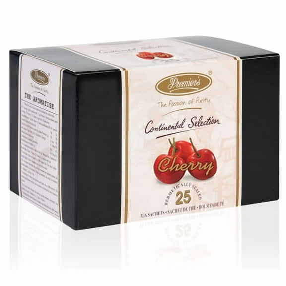 Premiers Cherry Flavored Tea, Continental Selection Tea Bags, 25 Count, 1.76 oz (50g)