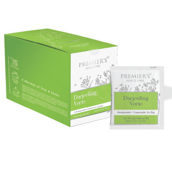 Premiers Darjeeling Verte, Biodegradable/Compostable Pyramid Tea Bags, Count 16, 1.41 oz (40g)