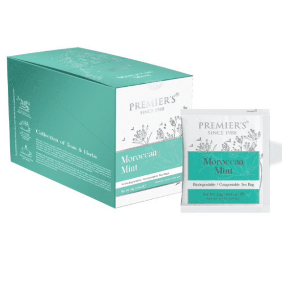 Premiers Moroccan Mint Tea , Biodegradable/Compostable Pyramid Tea Bags, 16 Count, 1.41 oz