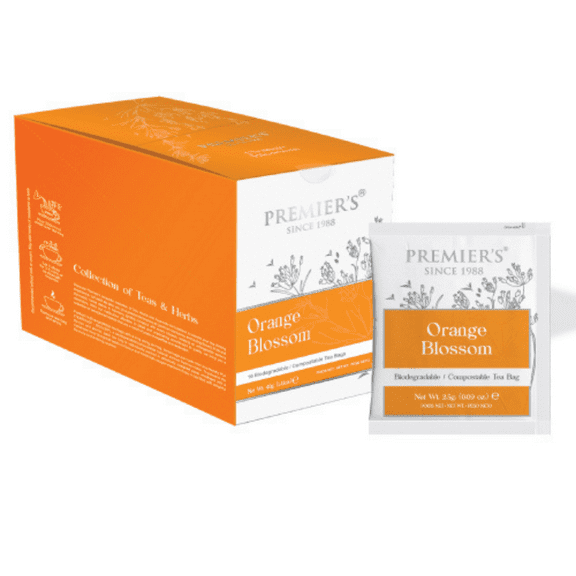 Premiers Orange Blossom Tea, Biodegradable/Compostable Pyramid Tea Bags, 16 Count, 1.41 oz
