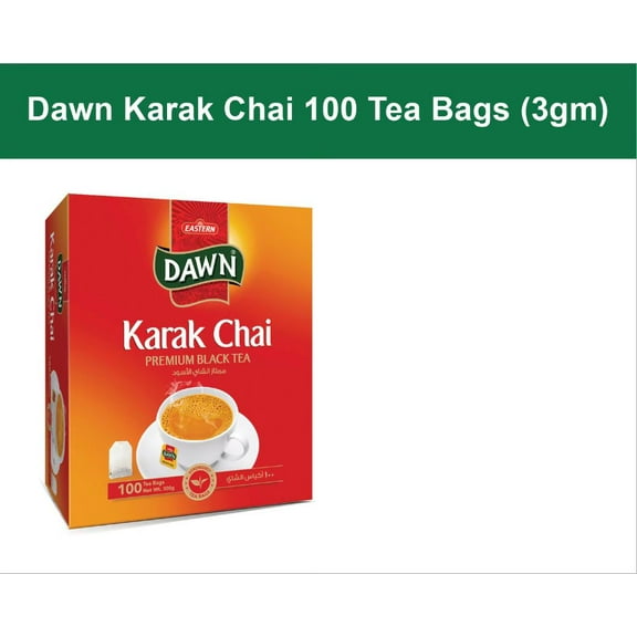 Premimum Dawn Karak Chai, 100 Tea Bags (3gm), Black Tea