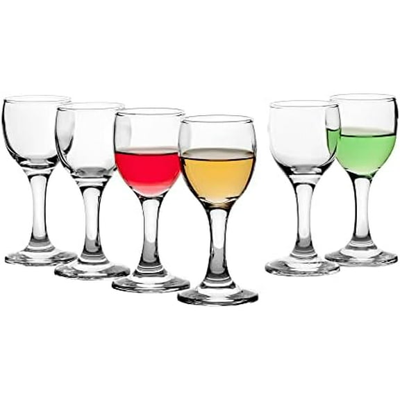 Premimum Shot Glasses Set of 6 - Bistro Cordial & Liqueur Extra Mini Glasses 2 oz (60 cc) - Mini Wine Glasses - Uniqe Desing Goblet - Crystal Tasting Glasses - Perfect for Parties, Gifts