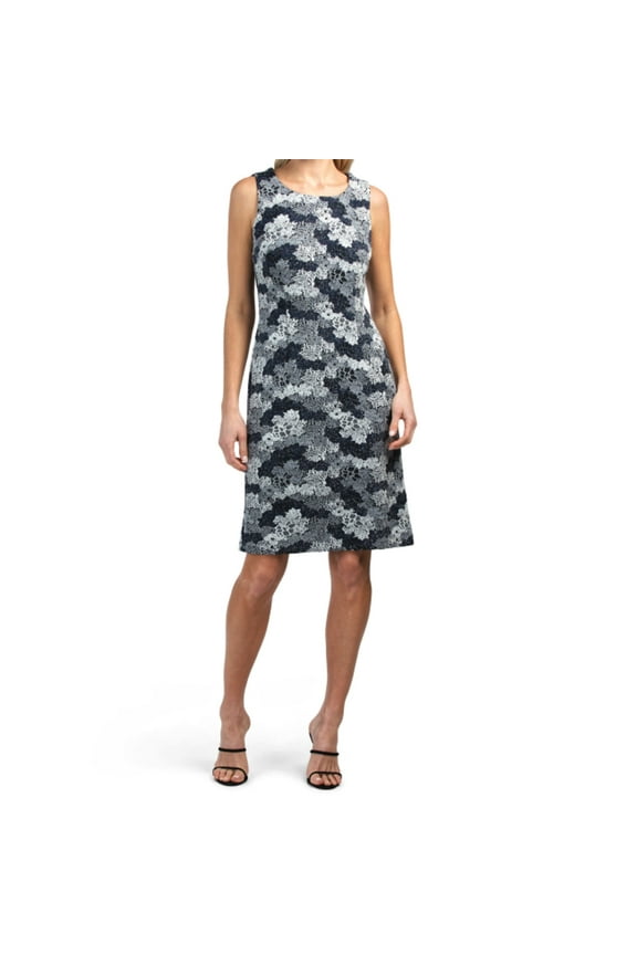 Women's Floral Crochet Sleeveless Mini Dress-Blue / S