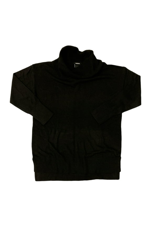 Women's Long Sleeve Tight Knit Comfortable Cowl Neck Sweater (Black, S)