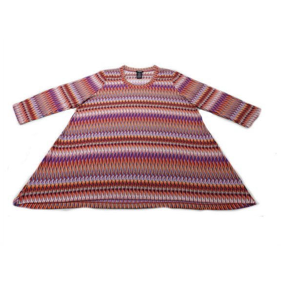 Premise Womens Size 2X-Large 3/4 Sleeve Tunic Blouse Top, Zip Zag Multi