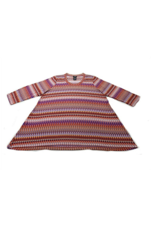 Womens Size 2X-Large 3/4 Sleeve Tunic Blouse Top, Zip Zag Multi