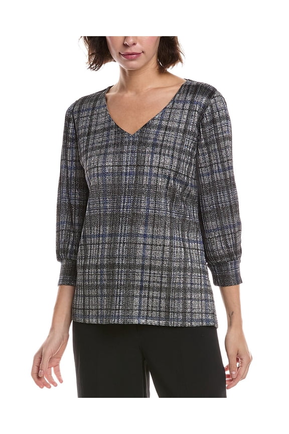 womens V-Neck Drop Needle Top, xs, Blue