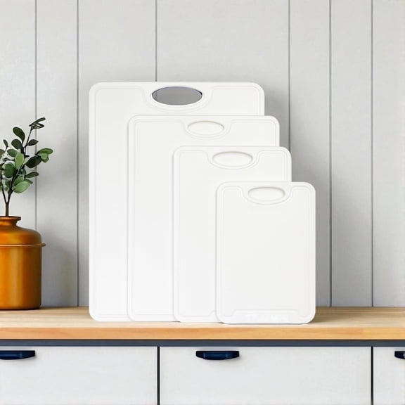 Premium 1/2 Inch Textured Plastic Cutting Chopping Boards | Food-Grade, Dishwasher Safe with Wide Juice Grooves | Easy Grip Handle