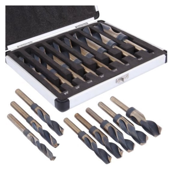 Premium 1/2 Shank Silver and Deming Drill Bit, High Speed Steel | 8-Piece Set | 9/16 to 1