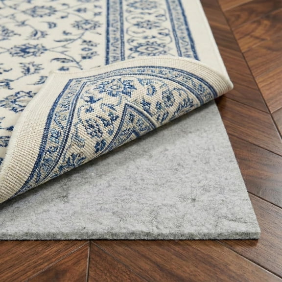 Premium 1/4" Thick Felt Rug Pad 5x5 Square - Non Slip Rubber Backing for Hard Floors & Carpet - Easy Cut to Size for Custom Fit - Cushioning & Floor Protection Shield