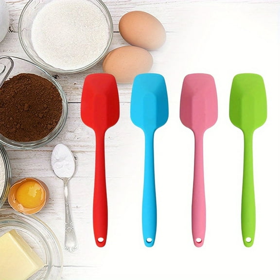 Premium 10.6-Inch Silicone Spoonulas, 4-Pack Seamless Spatulas for Baking and Non-Stick Cookware