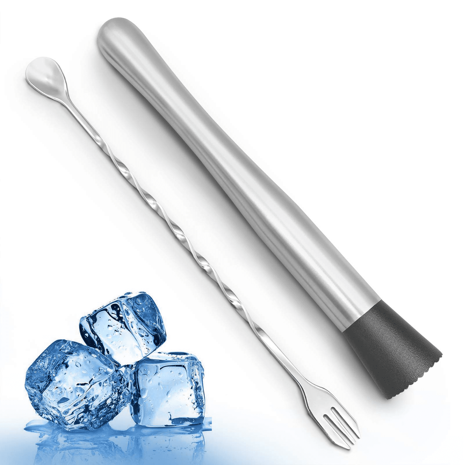 YOTIPP 10 Inch Stainless Steel Cocktail Muddler and Mixing Spoon  Professional Home Bar Tool Set - Yahoo Shopping
