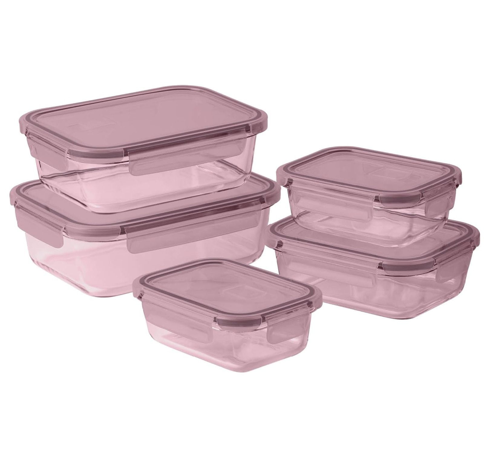Premium 10-Pc. Colored Glass Food Container Set - 5 Rectangles ...