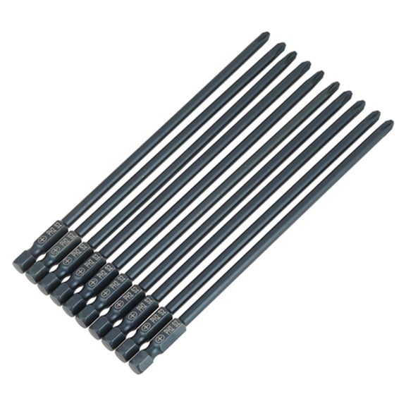 Premium 10-Piece Cross Head PH2 Screwdriver Bit Set, 1/4-Inch Hex Shank 5.9 Inches / 150 mm Length, S2 Steel High Precision Power Tool Accessories for Air Drills and Electric Screwdrivers