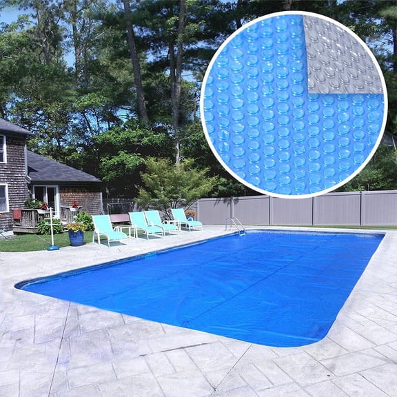 Premium 10-Year Rectangular Blue/Silver Solar Cover Pool Blanket, 16 x 32 ft.