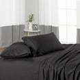 thumbnail image 1 of Bed Sheet Set 4 Piece - 100% Premium Bamboo, Breatheable & Cotton Sheet Sets 15" Deep Pocket, Ultra Soft Pure Organic Bedding Sets for Home - Dark Grey Stripe, Cal-King Size., 1 of 5