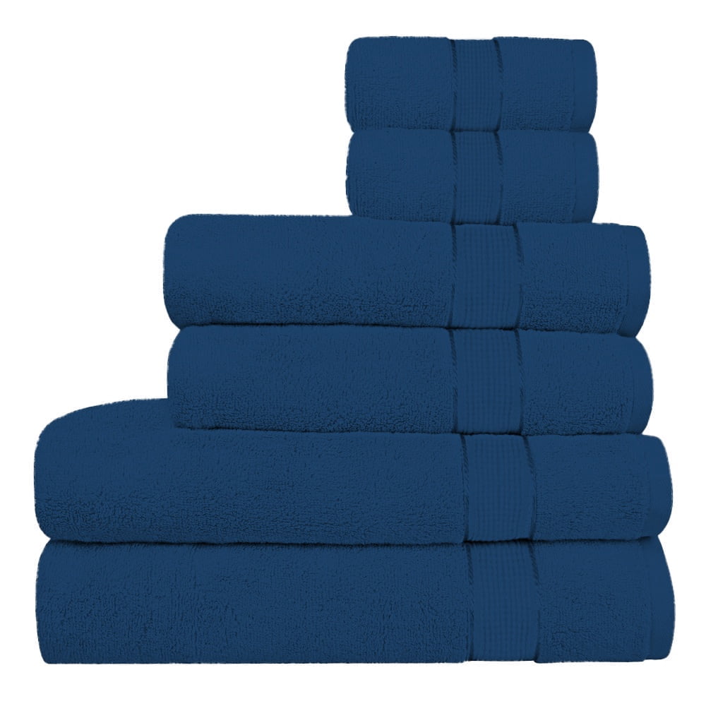 Premium 100% Cotton Absorbent 600 GSM 6 Piece Bathroom Towel Set 2 Washcloths, 2 Hand Towels, 2 Bath Towels