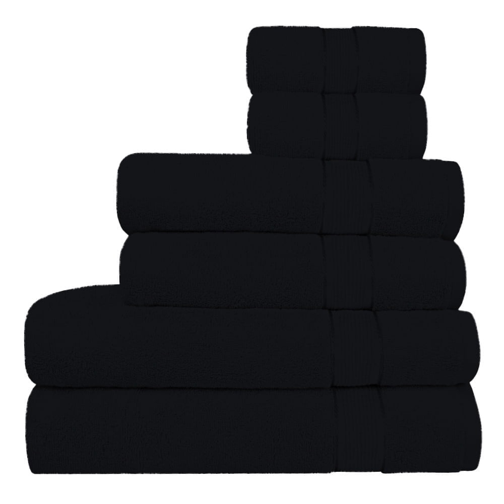 Premium 100% Cotton Absorbent 600 GSM 6 Piece Bathroom Towel Set 2 Washcloths, 2 Hand Towels, 2 Bath Towels
