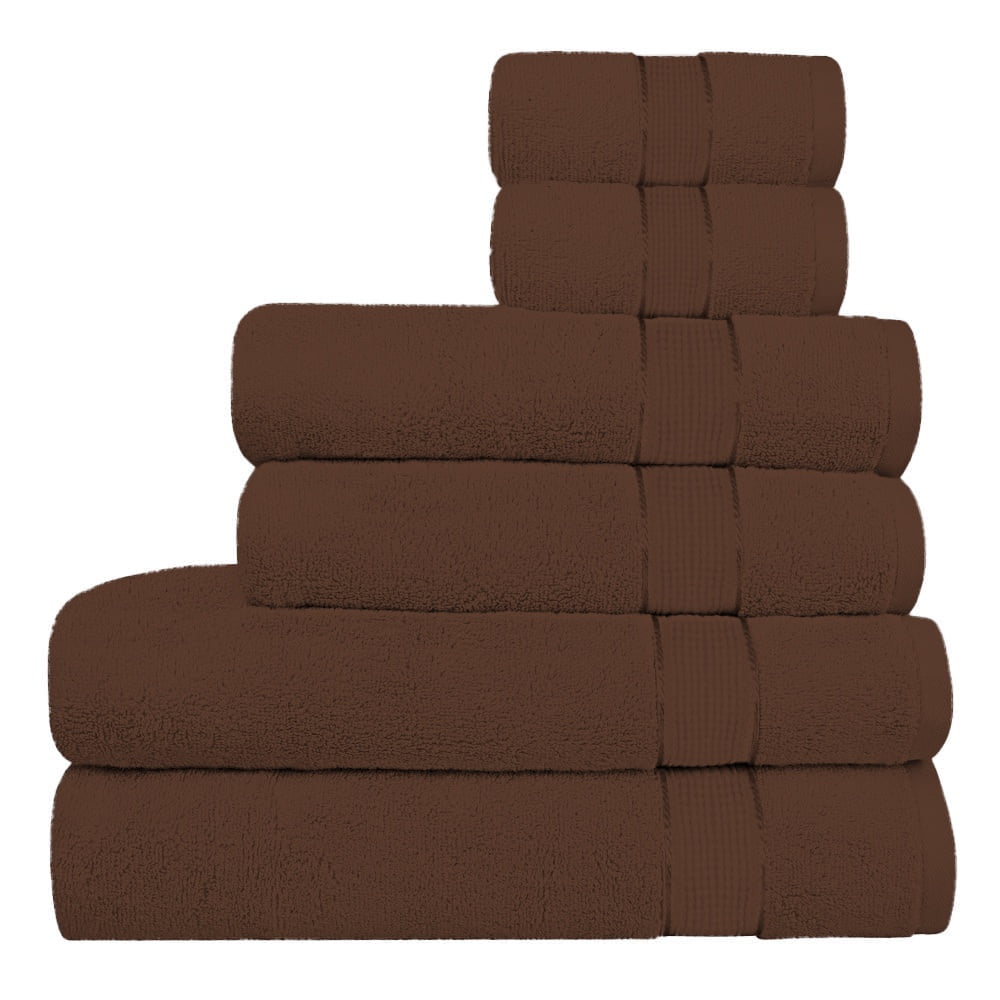 Premium 100% Cotton Absorbent 600 GSM 6 Piece Bathroom Towel Set 2 Washcloths, 2 Hand Towels, 2 Bath Towels