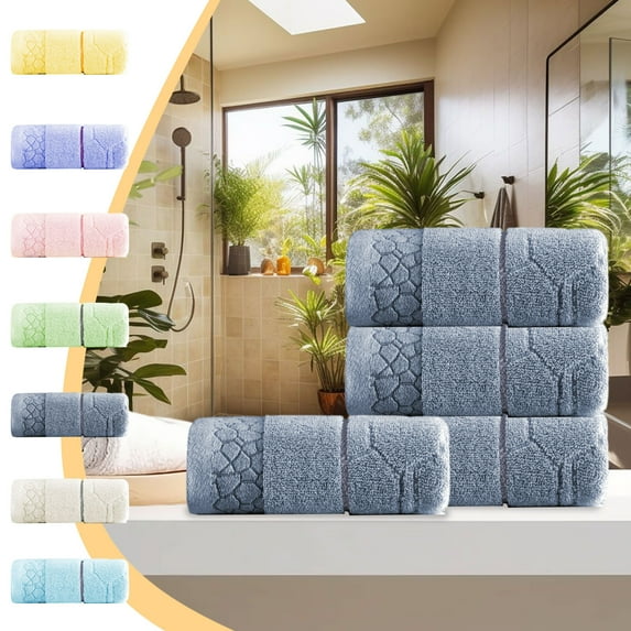 Premium 100% Cotton Bath Towel, Extra Soft Absorbent Single Towel for Face & Body, 75x35cm/29.5x13.8in, Blue, 90g Lightweight Quick Dry Towel for Bathroom, Spa, Pool, Gift-Ready with Reinforced