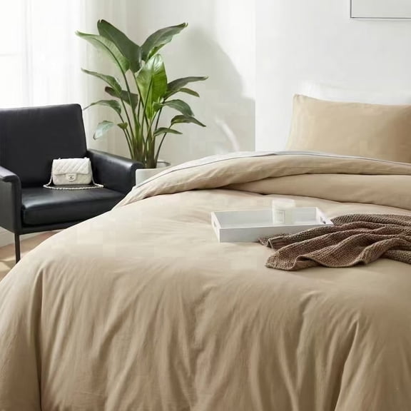 Premium 100% Cotton Duvet Cover Set, Soft Breathable Bedding with Zipper Closure (3 Pieces), Mocha Taupe, King