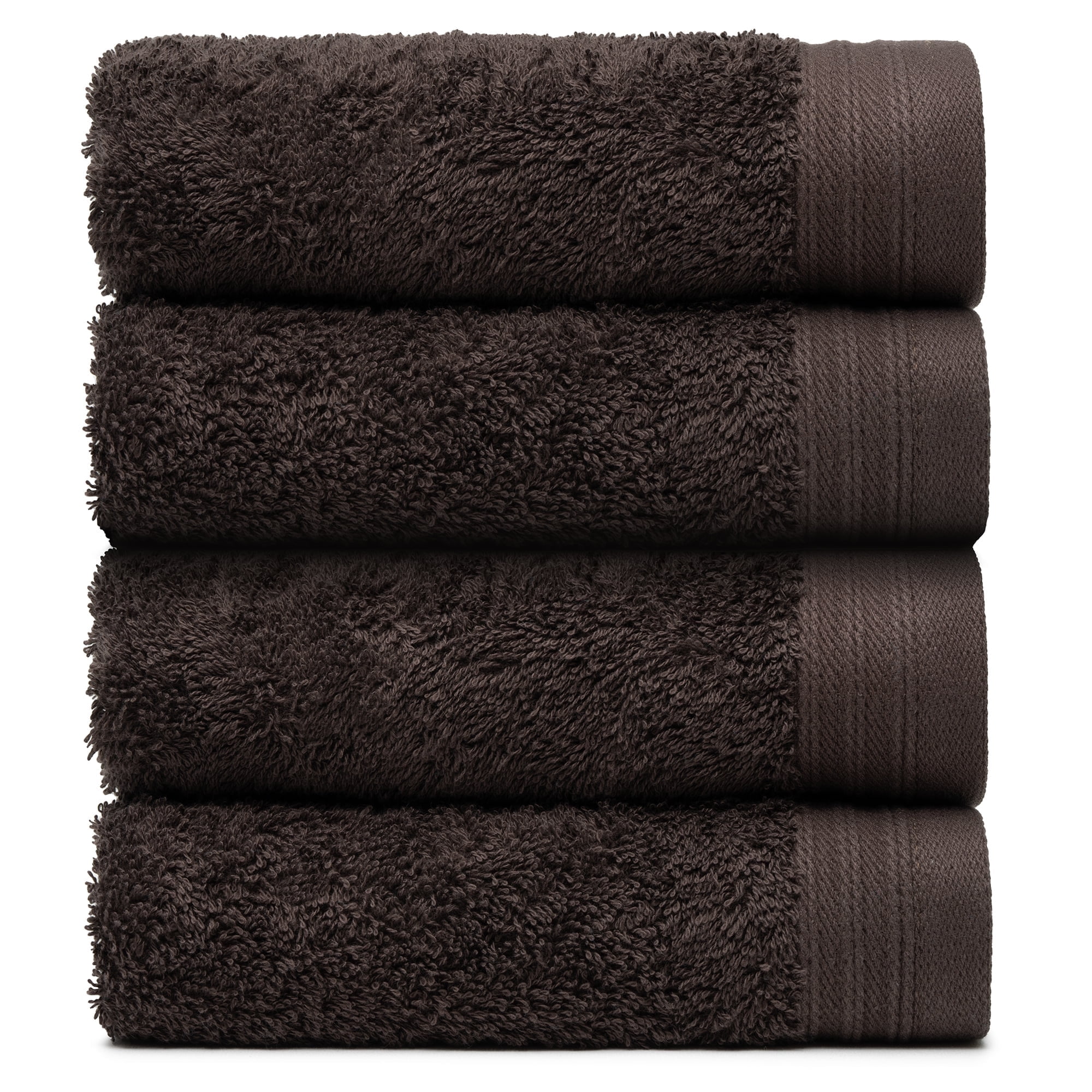 Premium 100% Cotton Towel Set of 4 Hand Towels 18" x 30" | 4 Ultra Soft and Highly Absorbent Hand Towels for Bathroom, Gym, Hotel, Spa, Machine Washable | Color: Chocolate