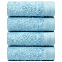 Premium 100% Cotton Towel Set of 4 Hand Towels 18" x 30" | 4 Ultra Soft and Highly Absorbent Hand Towels for Bathroom, Gym, Hotel, Spa, Machine Washable | Color: Sky Blue