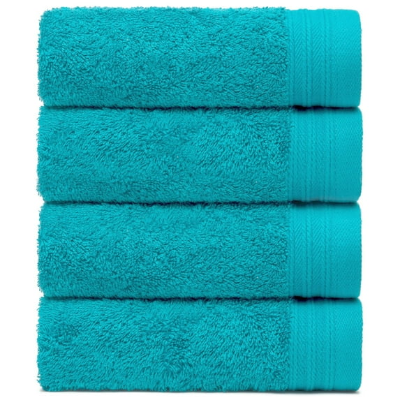 Premium 100% Cotton Towel Set of 4 Hand Towels 18" x 30" | 4 Ultra Soft and Highly Absorbent Hand Towels for Bathroom, Gym, Hotel, Spa, Machine Washable | Color: Teal Blue