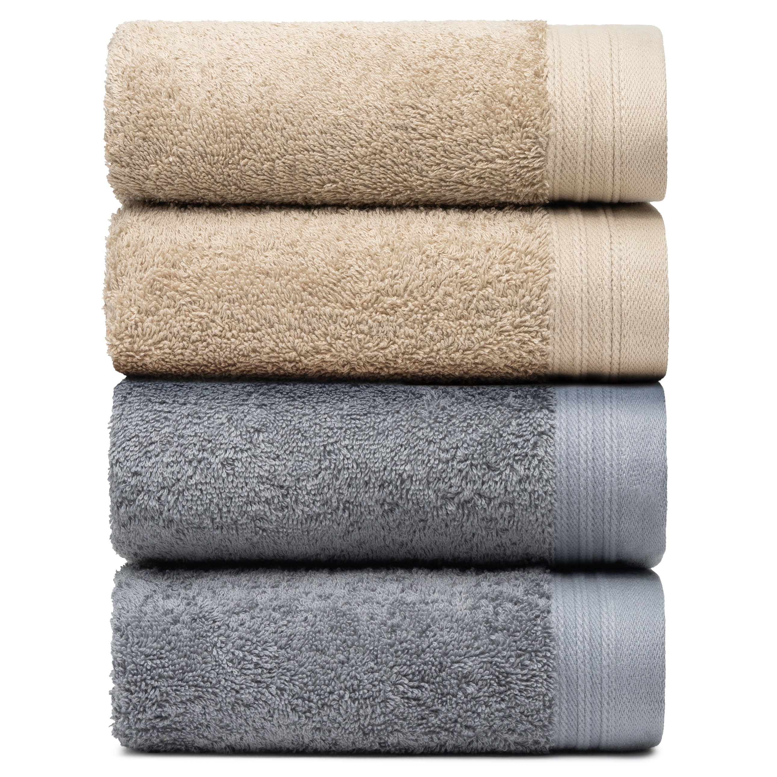 Premium Dark Grey and Sand Cotton Hand Towel Set of 4