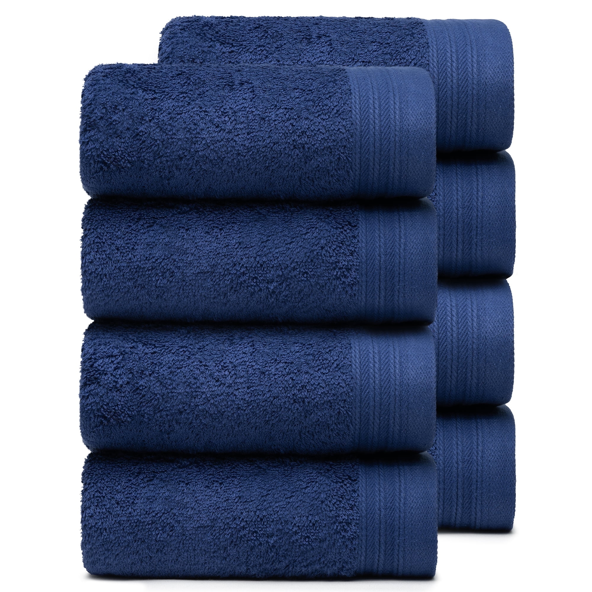 Premium 100% Cotton Towel Set of 8 Hand Towels 18" x 30" | 8 Ultra Soft and Highly Absorbent Hand Towels for Bath room, Gym, Hotel, Spa, Machine Washable | Color: Navy Blue