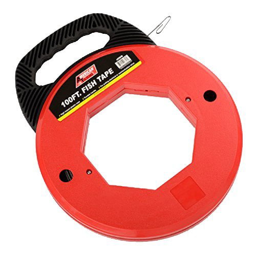 Premium 100 ft Fish Tape Electrican Electric Reel Pull Wires Sturdy Cable Steel Hand Puller Tools