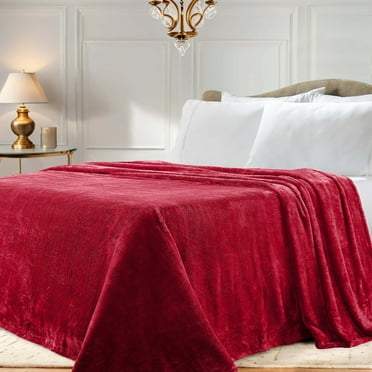 Premium 100% Micro-Polyester Fleece Blanket, Ultra-Plush , Soft, Breathable, All-Season, Perfect for Bed or Couch, Blanket Set , King, Red by Blue Nile Mills