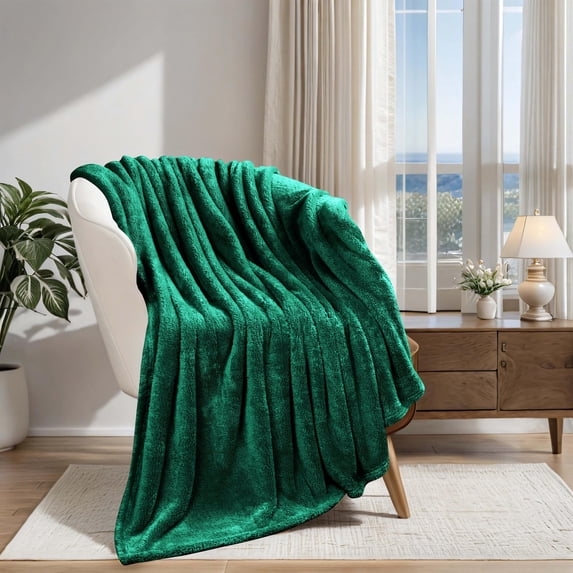 Premium 100% Micro-Polyester Fleece Blanket, Ultra-Plush , Soft, Breathable, All-Season, Perfect for Bed or Couch, Blanket Set , Throw, Evergreen by Blue Nile Mills