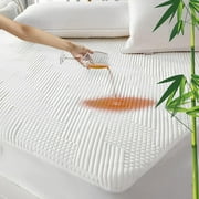 Premium 100% Waterproof Mattress Protector California King Size Bed Rayon Made from Bamboo Cover Breathable 3D Air Fabric Cooling Mattress Pad Smooth Soft Noiseless Washable, 8-21 Deep Pocket