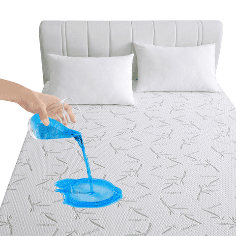 Premium 100% Waterproof Mattress Protector, Skin Friendly and Breathable Queen Mattress Pad, 3D Air Rayon Made from Bamboo Cooling Mattress Cover with Deep Pocket