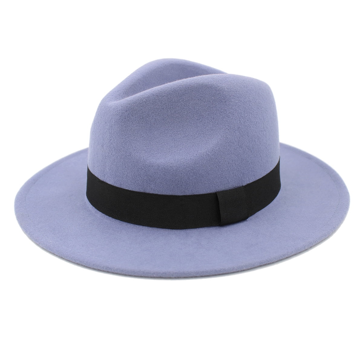 Premium 100% Wool Wide Brim Classic Black Band Felt Fedora 