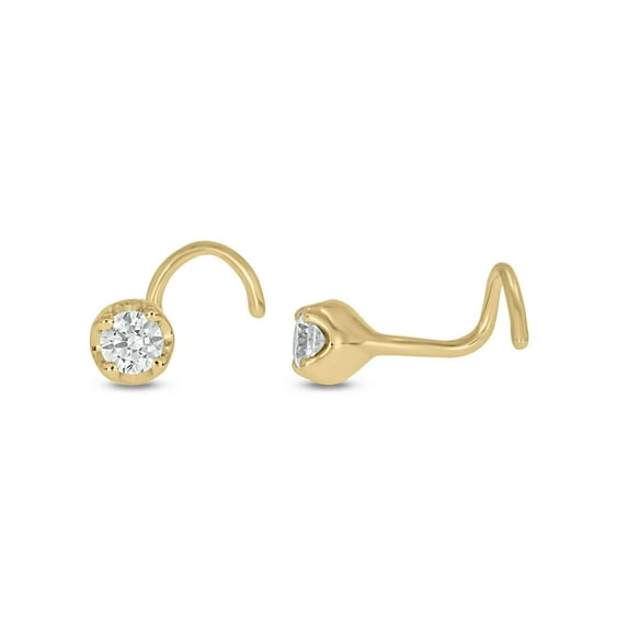 Premium 10k Yellow Gold & White Gold Nose Stud in 20 Gauge, Multiple sizes available. Diamond nose ring for women. Non-Irritating Skin Safe Real Gold, Nose piercing stud for women & Men