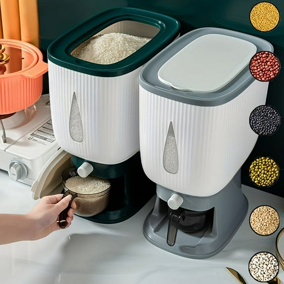 Premium 10kg Airtight Rice & Grain Storage: Moisture-Proof, Insect-Proof Container with Handy Flip Top for Ultimate Freshness