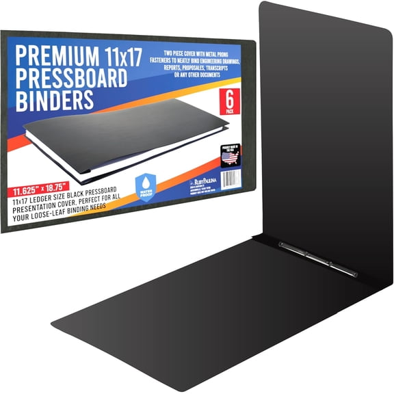 Premium 11x17 Pressboard Binder with High-Density Polyethylene - 3" Capacity, Crush Finish Exterior, Made in USA, Pack of 6