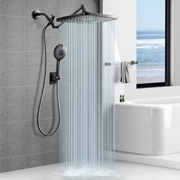 Premium 12.2" Rain Shower Head with Handheld Spray, Updated High Pressure Rainfall Shower Head with Handheld Combo, Large Rain Overhead Waterfall Showerheads | Anti-Clog Nozzles