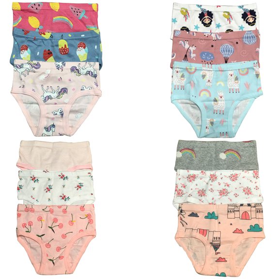 Premium 12-Pack Cotton Briefs for Toddler Girls - Sizes 2T, 3T, 4T, 5T, 6T, 7T | Comfortable and Stylish Underwear