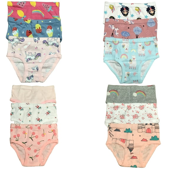 Premium 12-Pack Cotton Briefs for Toddler Girls - Sizes 2T, 3T, 4T, 5T, 6T, 7T | Comfortable and Stylish Underwear