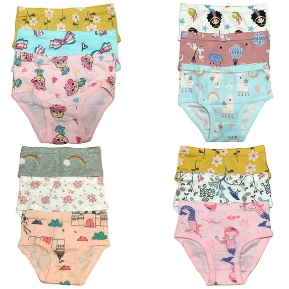 Premium 12-Pack Cotton Briefs for Toddler Girls | Sizes 2T-7T | Soft and Comfortable Underwear