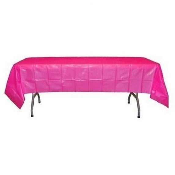 Premium 12 Pack Hot Pink Plastic Tablecloth, 108 x 54 Inch