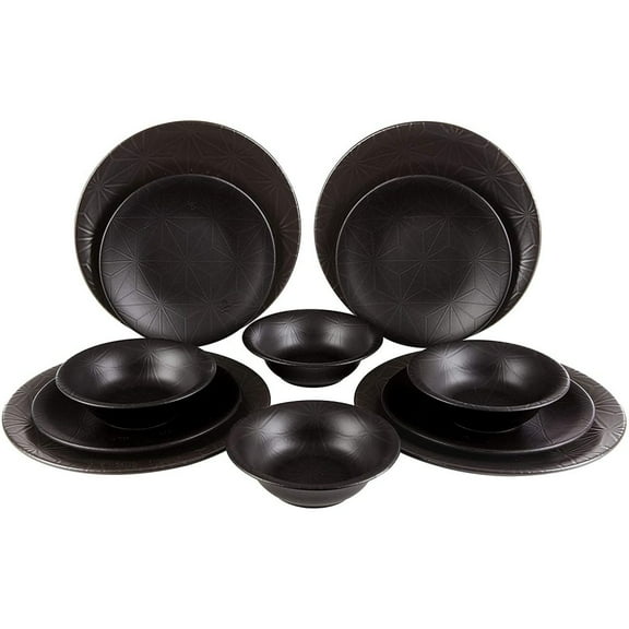 Premium 12-Piece Dinnerware Set - Porcelain Plates & Bowls - Complete Service for 4 - Chip-Resistant Dish Set for Everyday & Entertaining