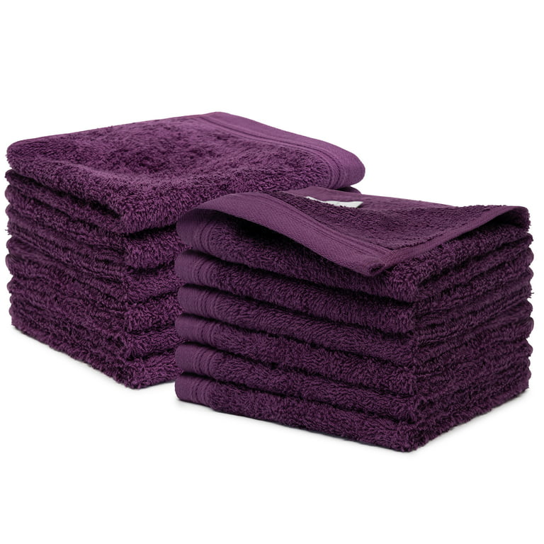Weidemans Premium 12 Pieces Towel Set Including 12 Exclusive Washcloths Towels|Fingertip Towels 13 x 13 - Color: Plum 100% Cotton |Machine Washable