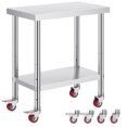 thumbnail image 1 of Premium 12" X 30" Kitchen Work Table With Wheels Commercial Kitchen Restaurant Table, 1 of 9