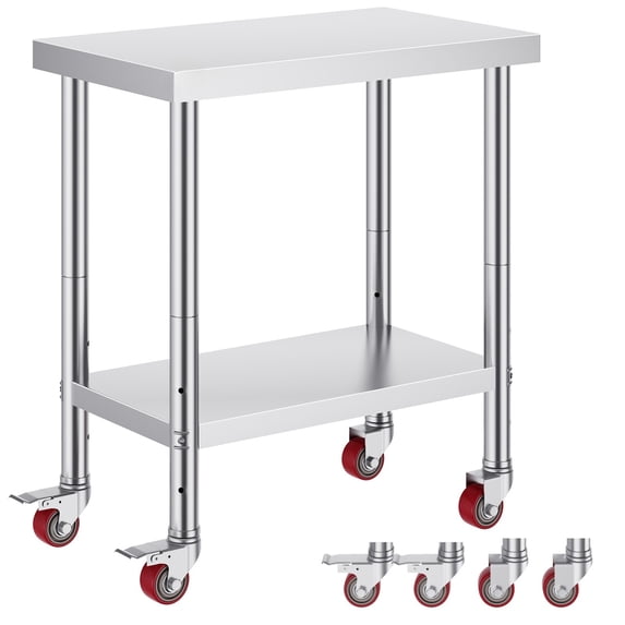 Premium 12" X 30" Kitchen Work Table With Wheels Commercial Kitchen Restaurant Table
