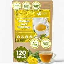 Premium 120 Mullein Leaf Tea Bags For Lung, 100% Natural & Pure from Mullein Leaves. Loose Leaf Mullein Herbal Tea. Made with Natural Material Tea Bags. No Sugar, No Caffeine, No Gluten, Vegan.