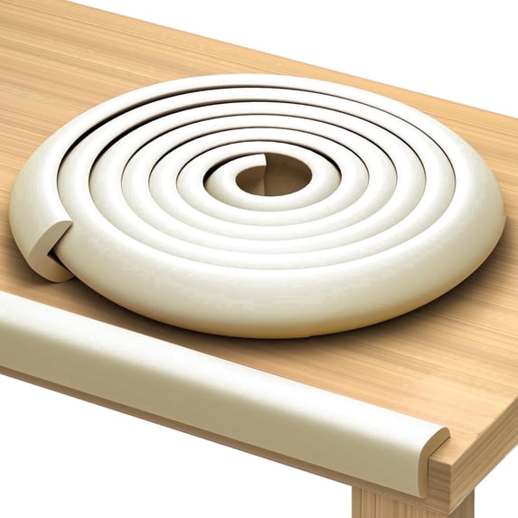 Premium 12ft Edge Protector for Baby, Odorless & Waterproof Edge Protector with 3M Adhesive Tape, Non-Toxic to Baby Proof Edges, Wall Corner Protector & Desk Edge Cushion White